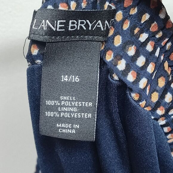 Lane Bryant Cropped Pants Women Size 14/16 Blue Dots Wide Leg Elastic Waist Boho - Picture 6 of 7